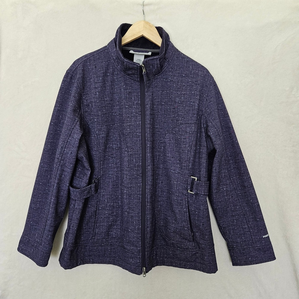 Free Country Purple Herringbone Softshell Jacket Faux Fur Lined Women XXL